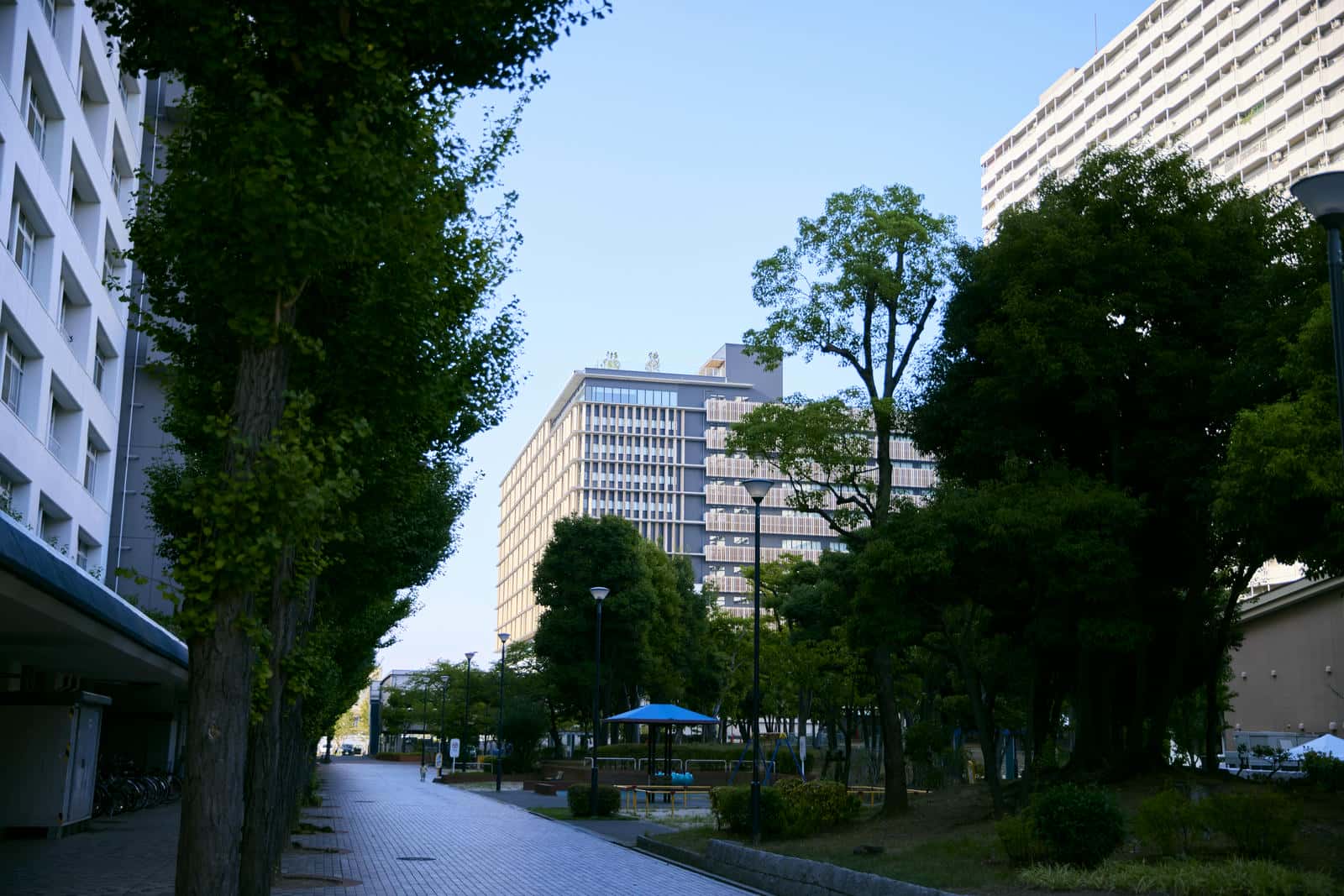 大阪公立大学森之宮キャンパスのキャンパスとその周辺の風景